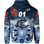 (Custom Personalised) Carlton Blues ANZAC Zip Up And Pullover Hoodie Indigenous Vibes LT8