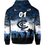 (Custom Personalised) Carlton Blues ANZAC Zip Up And Pullover Hoodie Simple Style LT8