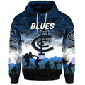 (Custom Personalised) Carlton Blues ANZAC Zip Up And Pullover Hoodie Simple Style LT8