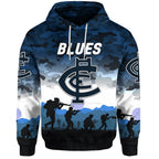 (Custom Personalised) Carlton Blues ANZAC Zip Up And Pullover Hoodie Simple Style LT8