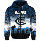 (Custom Personalised) Carlton Blues ANZAC Zip Up And Pullover Hoodie Simple Style LT8