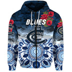 Carlton Blues ANZAC Zip Up And Pullover Hoodie Indigenous Vibes LT8