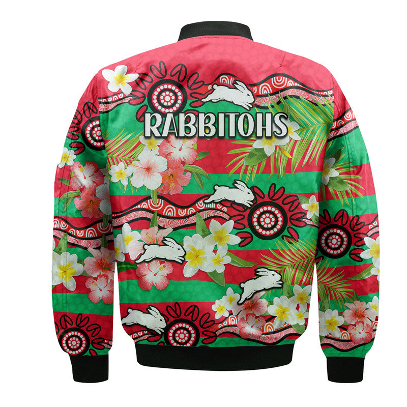 rabbitohs-rugby-bomber-jacket-tropical-flowers-and-palm-hawaiian-style