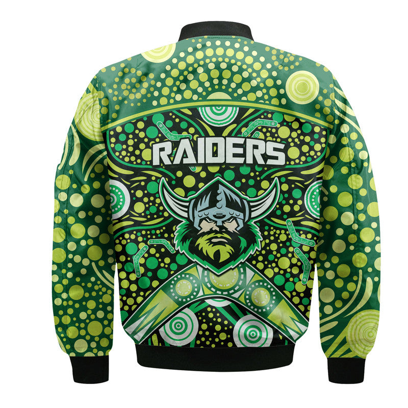 raiders-rugby-bomber-jacket-boomerang-indigenous-dots