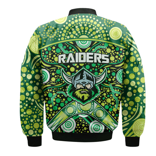 raiders-rugby-bomber-jacket-boomerang-indigenous-dots