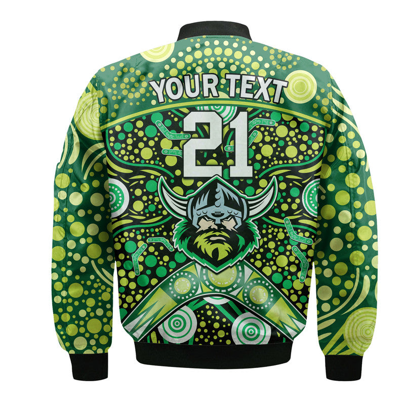 custom-personalised-raiders-rugby-bomber-jacket-boomerang-indigenous-dots