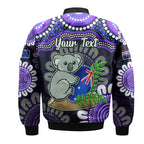 custom-personalised-australia-koala-aboriginal-bomber-jacket-koala-hugging-rugby-ball-purple