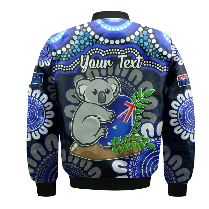 custom-personalised-australia-koala-aboriginal-bomber-jacket-koala-hugging-rugby-ball-blue