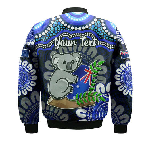 custom-personalised-australia-koala-aboriginal-bomber-jacket-koala-hugging-rugby-ball-blue