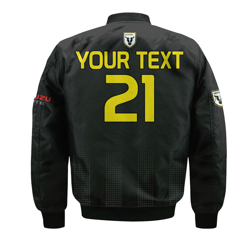 custom-personalised-macarthur-soccer-bomber-jacket-bulls-black-and-gold