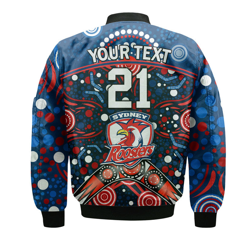custom-personalised-roosters-rugby-bomber-jacket-boomerang-indigenous-dots