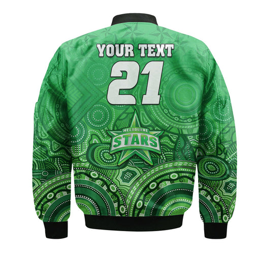 custom-personalised-melbourne-team-green-indigenous-aboriginal-stars-arts-bomber-jacket