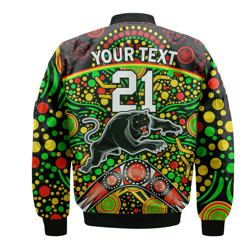 custom-personalised-panthers-rugby-bomber-jacket-boomerang-indigenous-dots