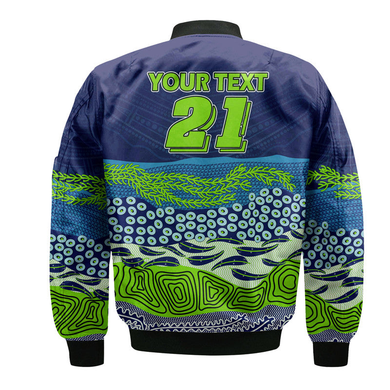 custom-text-and-number-canberra-the-green-machine-raiders-boomerang-indigenous-bomber-jacket