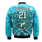 custom-personalised-sharks-rugby-bomber-jacket-boomerang-indigenous-dots