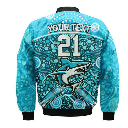 custom-personalised-sharks-rugby-bomber-jacket-boomerang-indigenous-dots