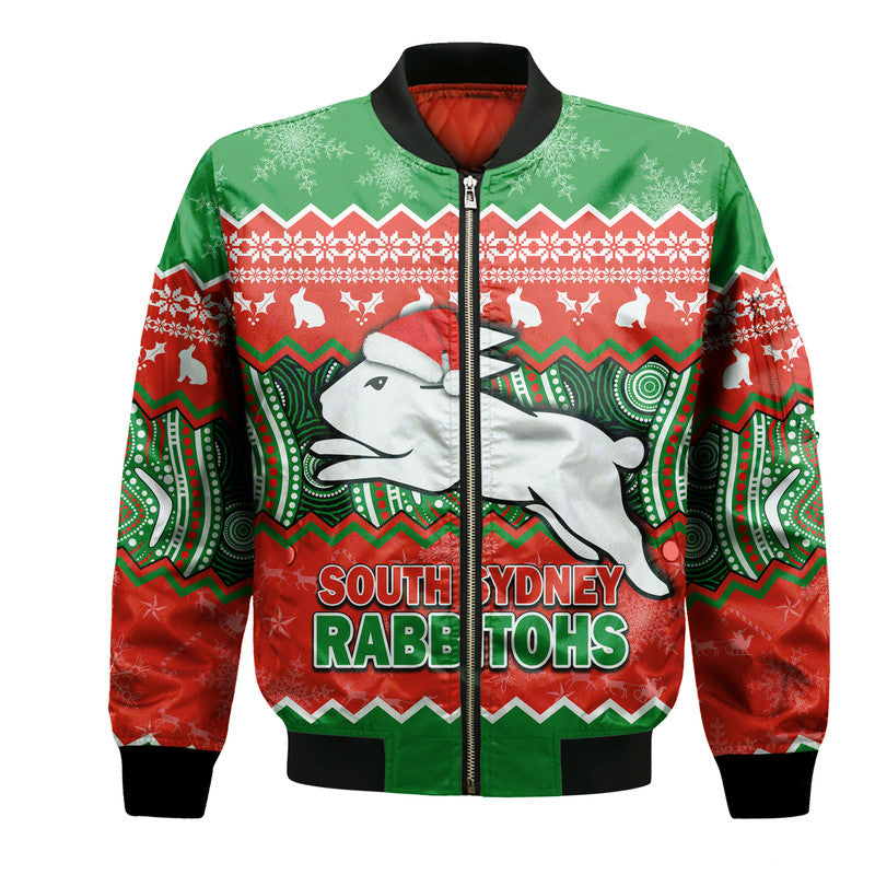 custom-personalised-south-sydney-rabbitohs-aboriginal-christmas-vibe-bomber-jacket