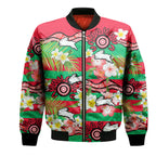 custom-personalised-rabbitohs-rugby-bomber-jacket-tropical-flowers-and-palm-hawaiian-style