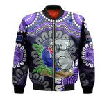 custom-personalised-australia-koala-aboriginal-bomber-jacket-koala-hugging-rugby-ball-purple