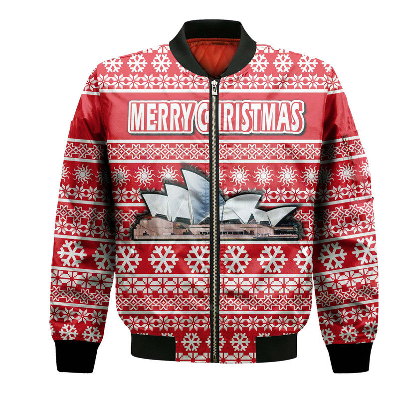 custom-personalised-australian-sydney-opera-house-christmas-vibe-with-aboriginal-dot-painting-style-bomber-jacket