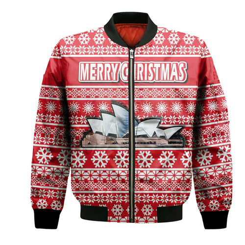custom-personalised-australian-sydney-opera-house-christmas-vibe-with-aboriginal-dot-painting-style-bomber-jacket