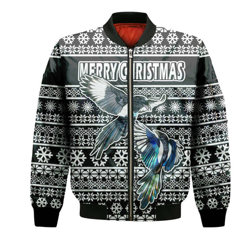 custom-personalised-australian-magpies-christmas-vibe-with-aboriginal-dot-painting-style-bomber-jacket