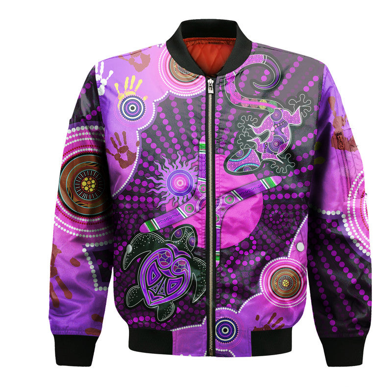 aboriginal-purple-turtle-lizard-sun-bomber-jacket