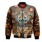 custom-personalised-wests-tigers-rugby-bomber-jacket-boomerang-indigenous-dots