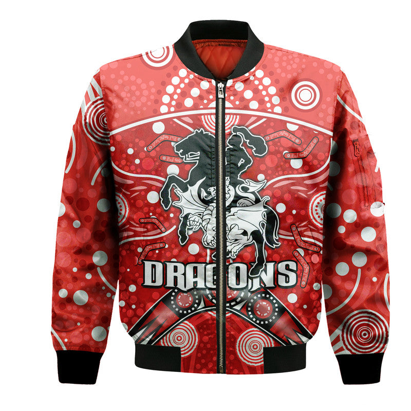 custom-personalised-dragons-rugby-bomber-jacket-boomerang-indigenous-dots