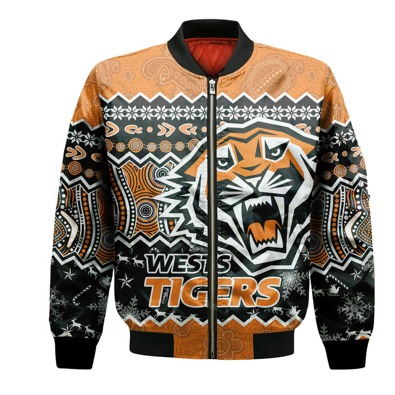 custom-personalised-wests-tigers-aboriginal-christmas-vibe-gold-version-bomber-jacket
