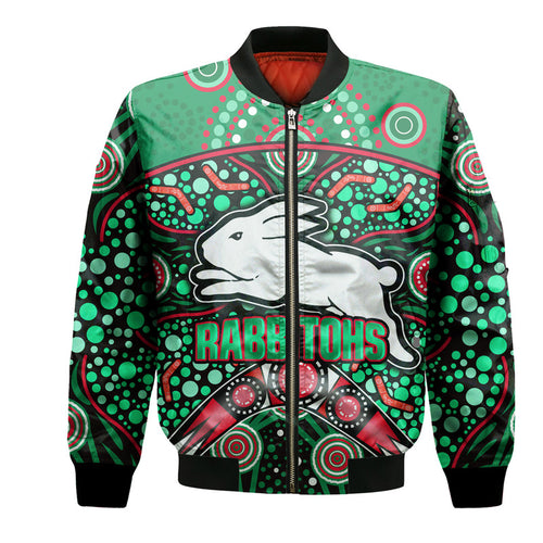 custom-personalised-south-sydney-indigenous-rabbitohs-dot-art-style-bomber-jacket