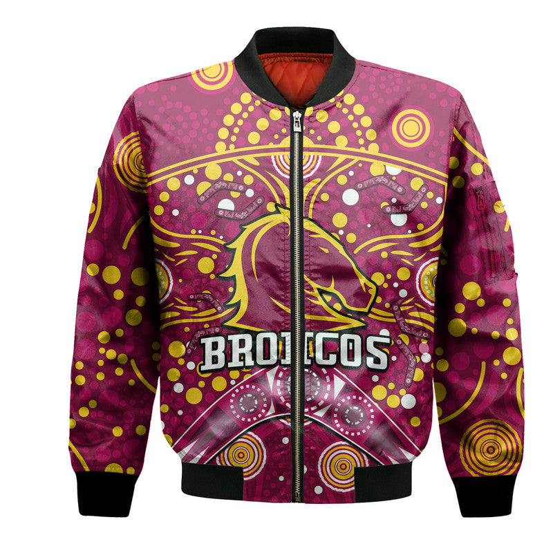 custom-personalised-broncos-rugby-bomber-jacket-boomerang-indigenous-dots