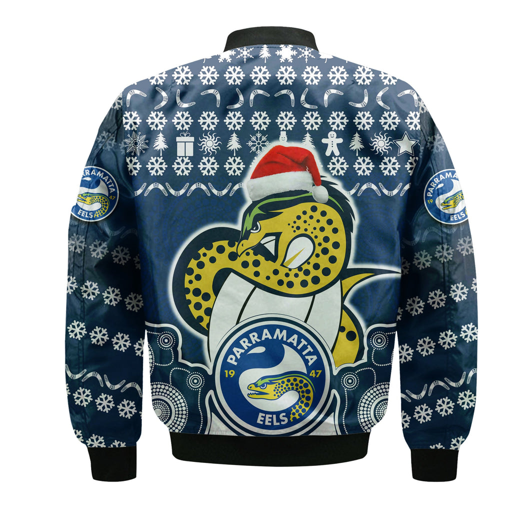 parramatta-eels-christmas-vibe-with-aboriginal-dot-panting-style-bomber-jacket