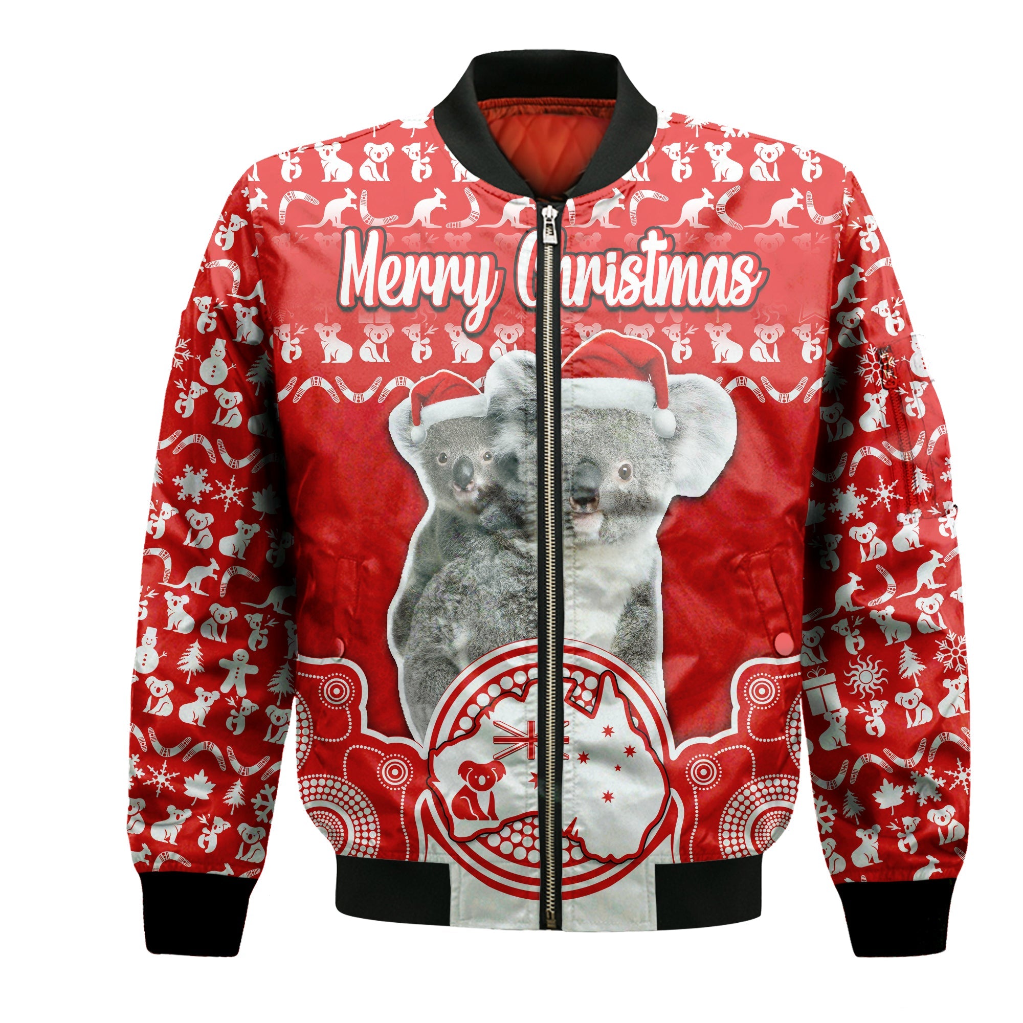 custom-personalised-australian-koala-christmas-vibe-with-aboriginal-dot-painting-style-no1-bomber-jacket