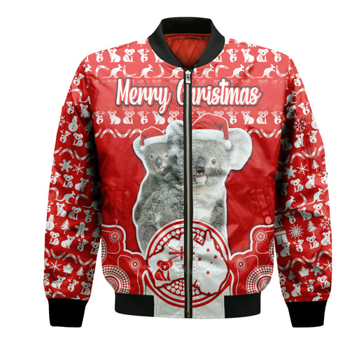 custom-personalised-australian-koala-christmas-vibe-with-aboriginal-dot-painting-style-no1-bomber-jacket