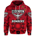 Essendon Bombers ANZAC Zip Up And Pullover Hoodie Indigenous Vibes - Red LT8