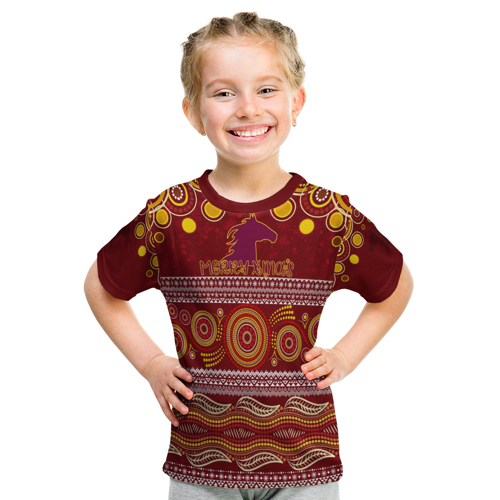 broncos-christmas-red-aboriginal-art-kid-t-shirt