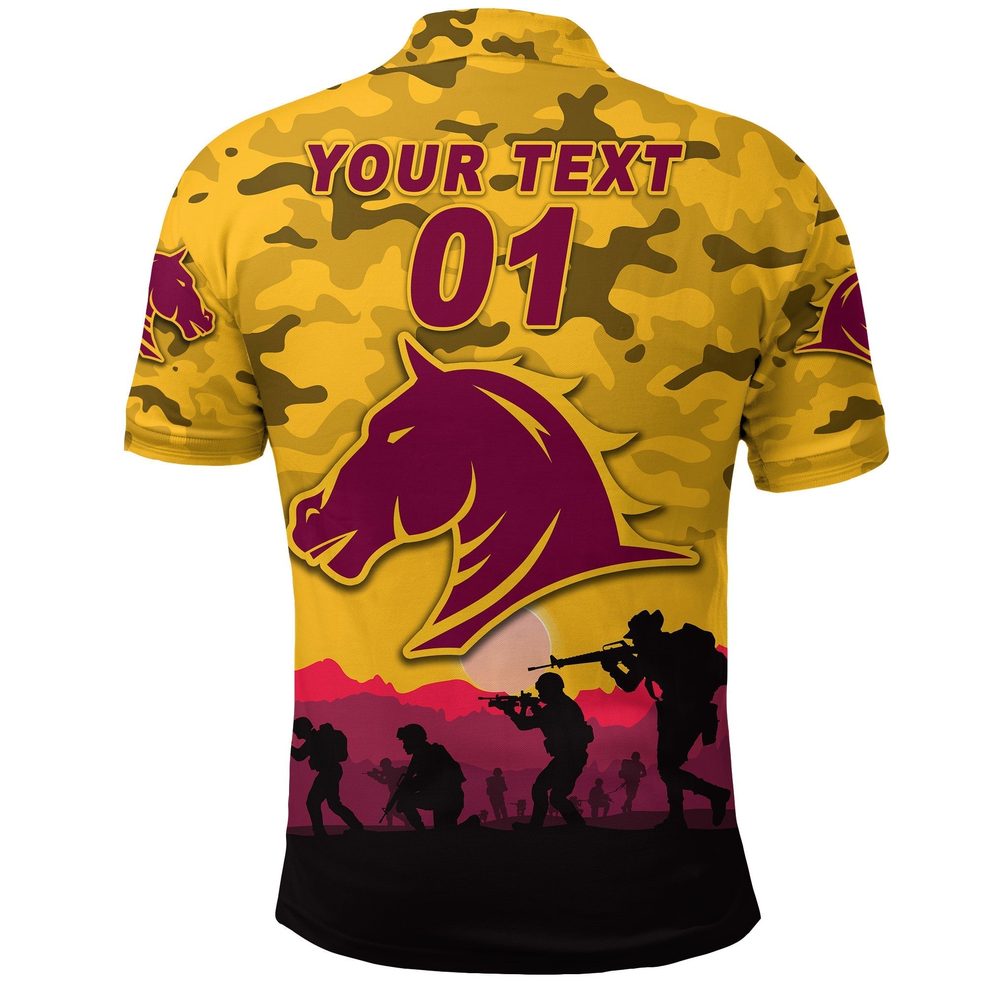 custom-personalised-broncos-anzac-polo-shirt-simple-style-gold