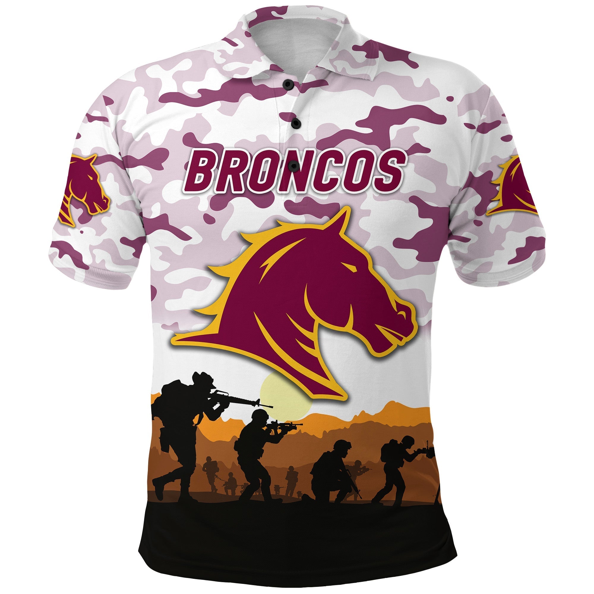 Broncos ANZAC 2022 Polo Shirt Simple Style - White