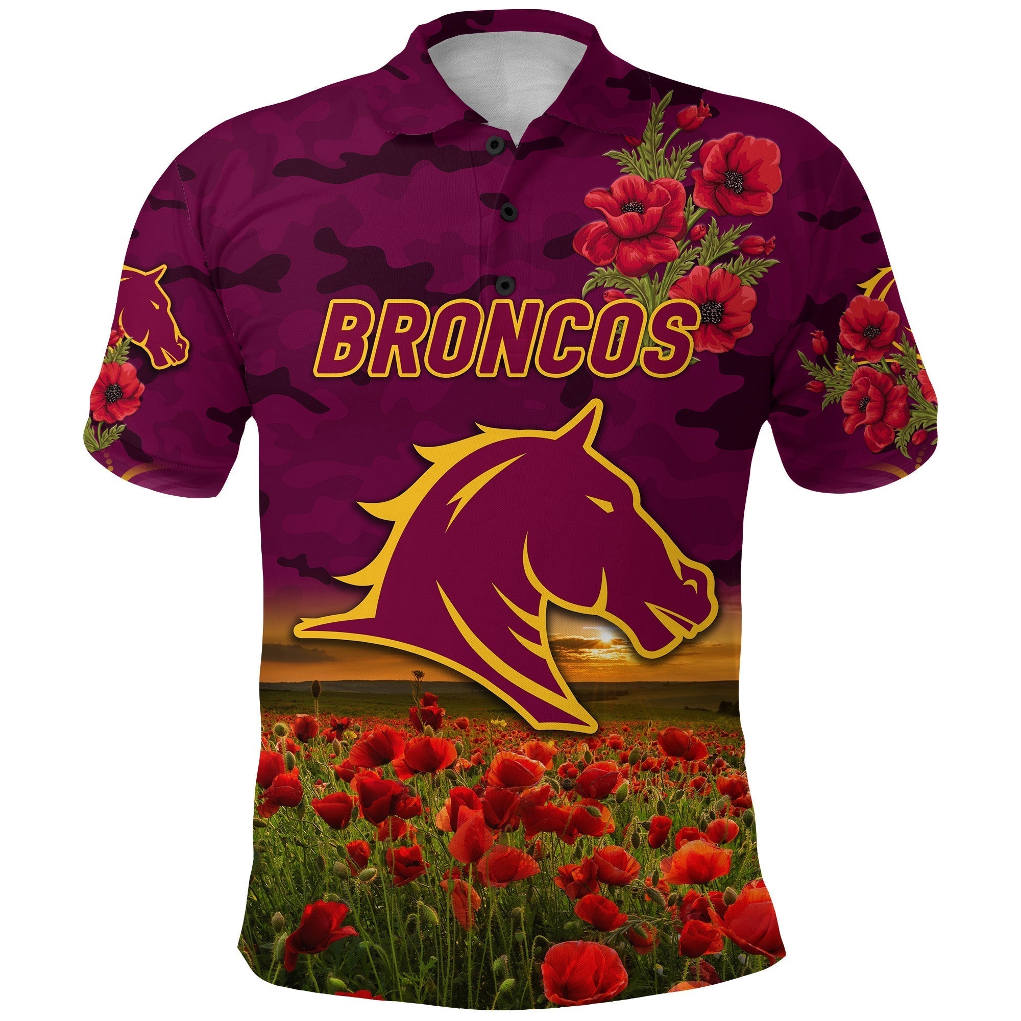 custom-personalised-broncos-anzac-polo-shirt-poppy-flowers-vibes
