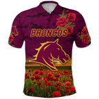 Broncos ANZAC 2022 Polo Shirt Poppy Flowers Vibes