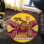 broncos-rugby-round-rug-home-of-the-mighty-broncos-aboriginal-patterns-round-rug