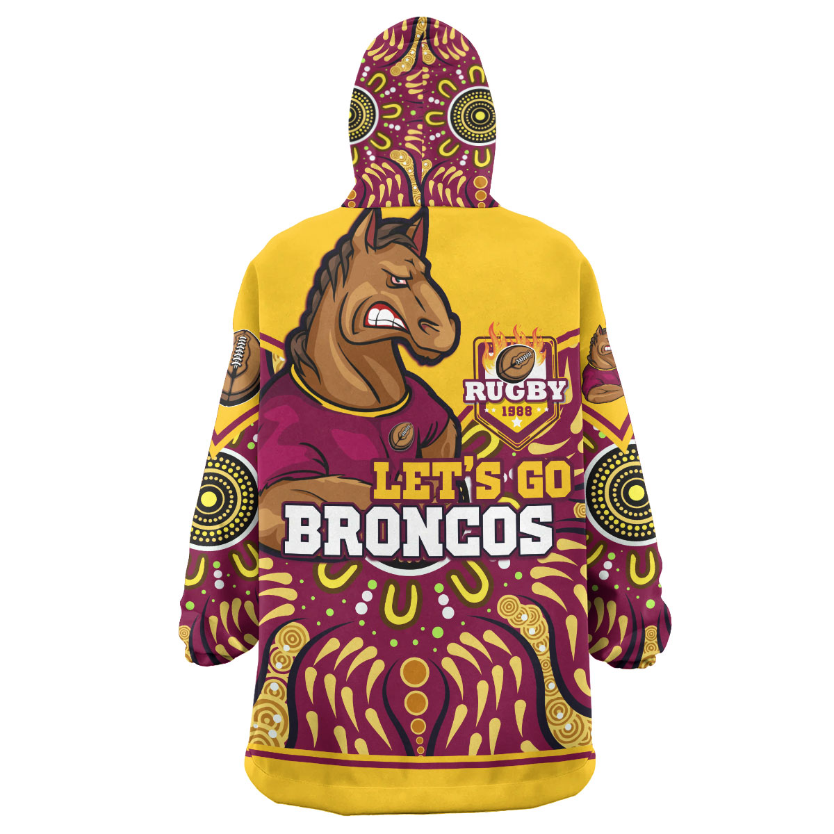 broncos-rugby-snug-hoodie-custom-home-of-the-mighty-broncos-aboriginal-patterns-oodie-blanket