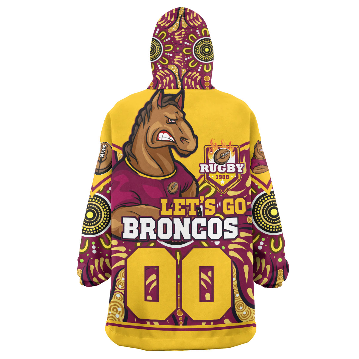 broncos-rugby-snug-hoodie-custom-home-of-the-mighty-broncos-aboriginal-patterns-oodie-blanket