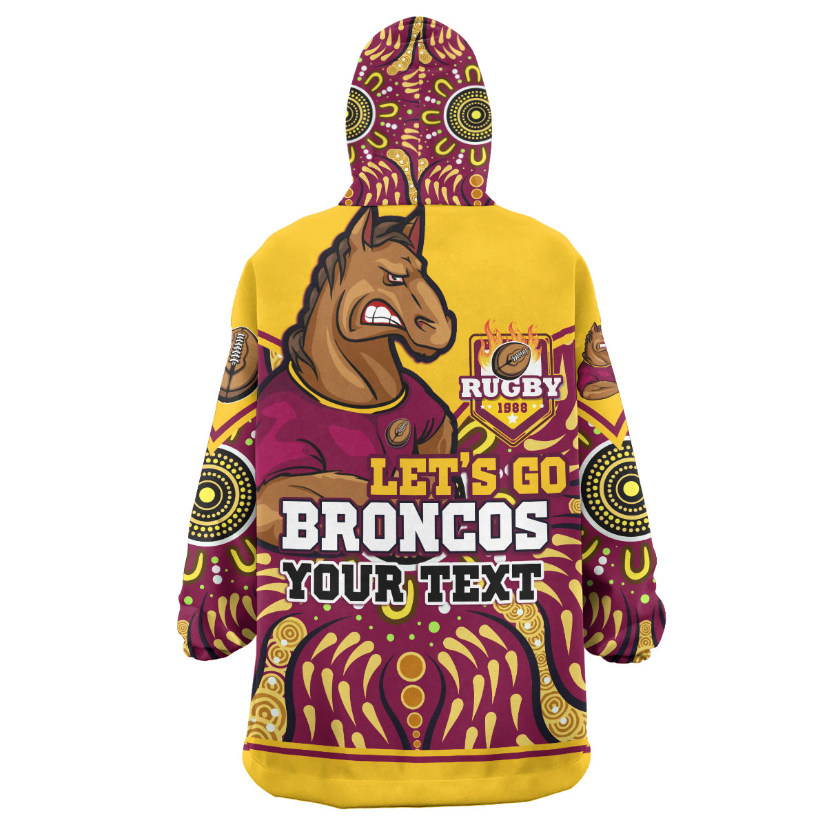broncos-rugby-snug-hoodie-custom-home-of-the-mighty-broncos-aboriginal-patterns-oodie-blanket