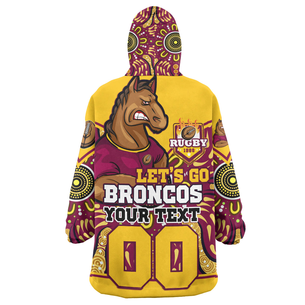 broncos-rugby-snug-hoodie-custom-home-of-the-mighty-broncos-aboriginal-patterns-oodie-blanket