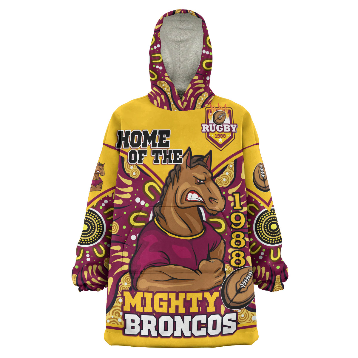 broncos-rugby-snug-hoodie-custom-home-of-the-mighty-broncos-aboriginal-patterns-oodie-blanket