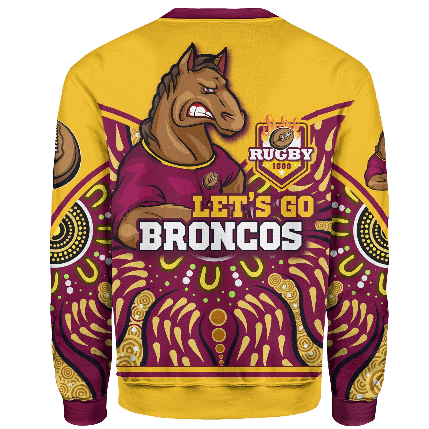 broncos-rugby-sweatshirt-custom-home-of-the-mighty-broncos-aboriginal-patterns-sweatshirt