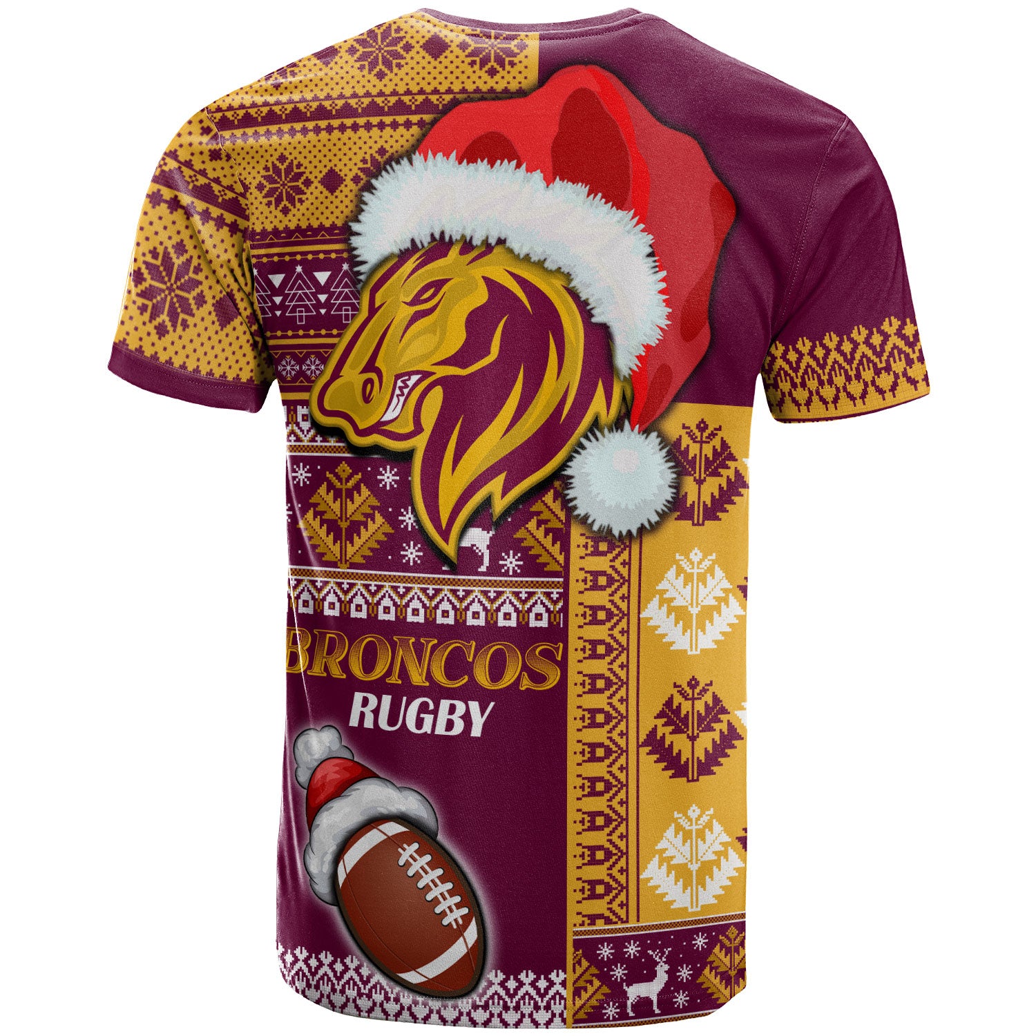 broncos-rugby-t-shirt-custom-christmas-snowflakes-broncos-mascot-t-shirt