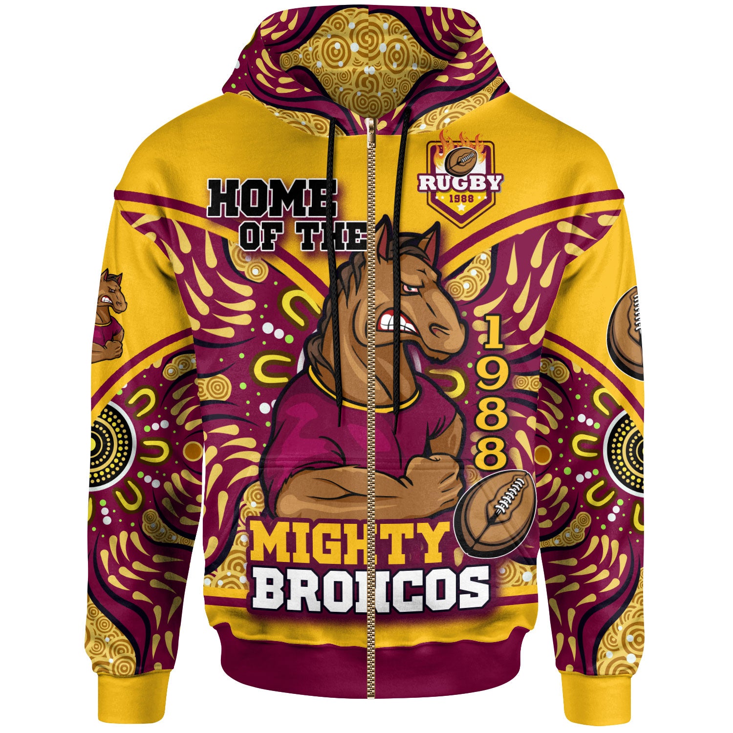 broncos-rugby-hoodie-custom-home-of-the-mighty-broncos-aboriginal-patterns-hoodie